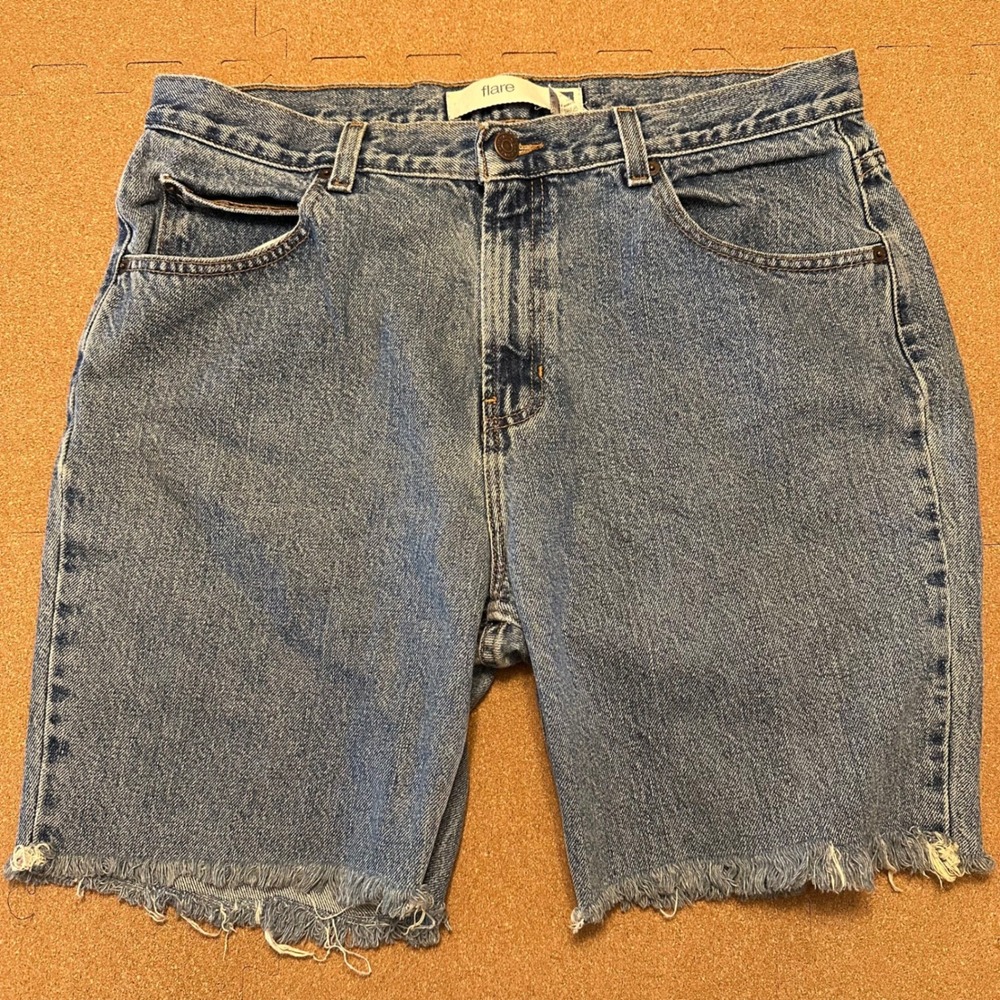 Gap Denim Shorts Womens 14 Blue Frayed Hem Raw Edge High Rise Medium Wash CutOff